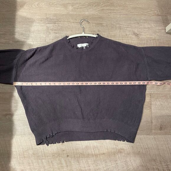 Pistola Eva Oversized Distressed Purple Cotton Sweater, size S - Picture 8 of 10
